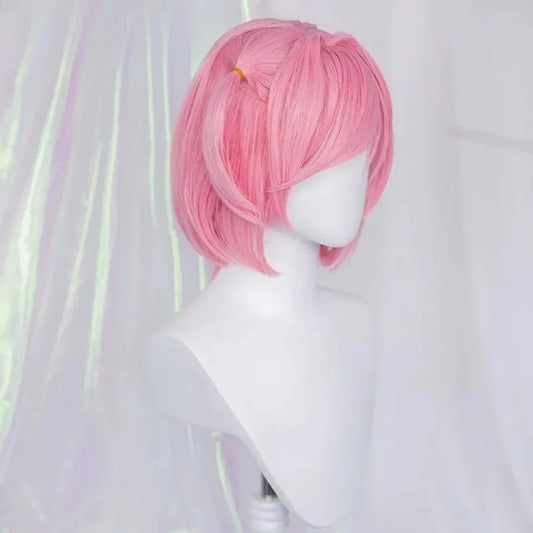 Doki Doki Literature Club Natsuki Wig Pink Pigtail Hairpin Cosplay Hairpiece Set