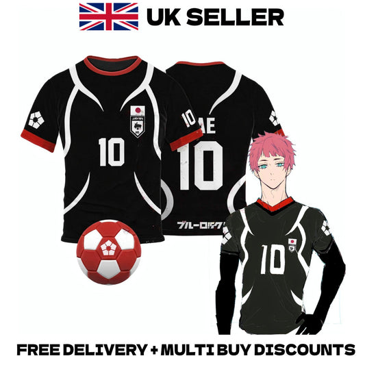 Blue Lock Japan U20 Football Jersey T-Shirt Black Sae Itoshi Oliver Aiku Merch