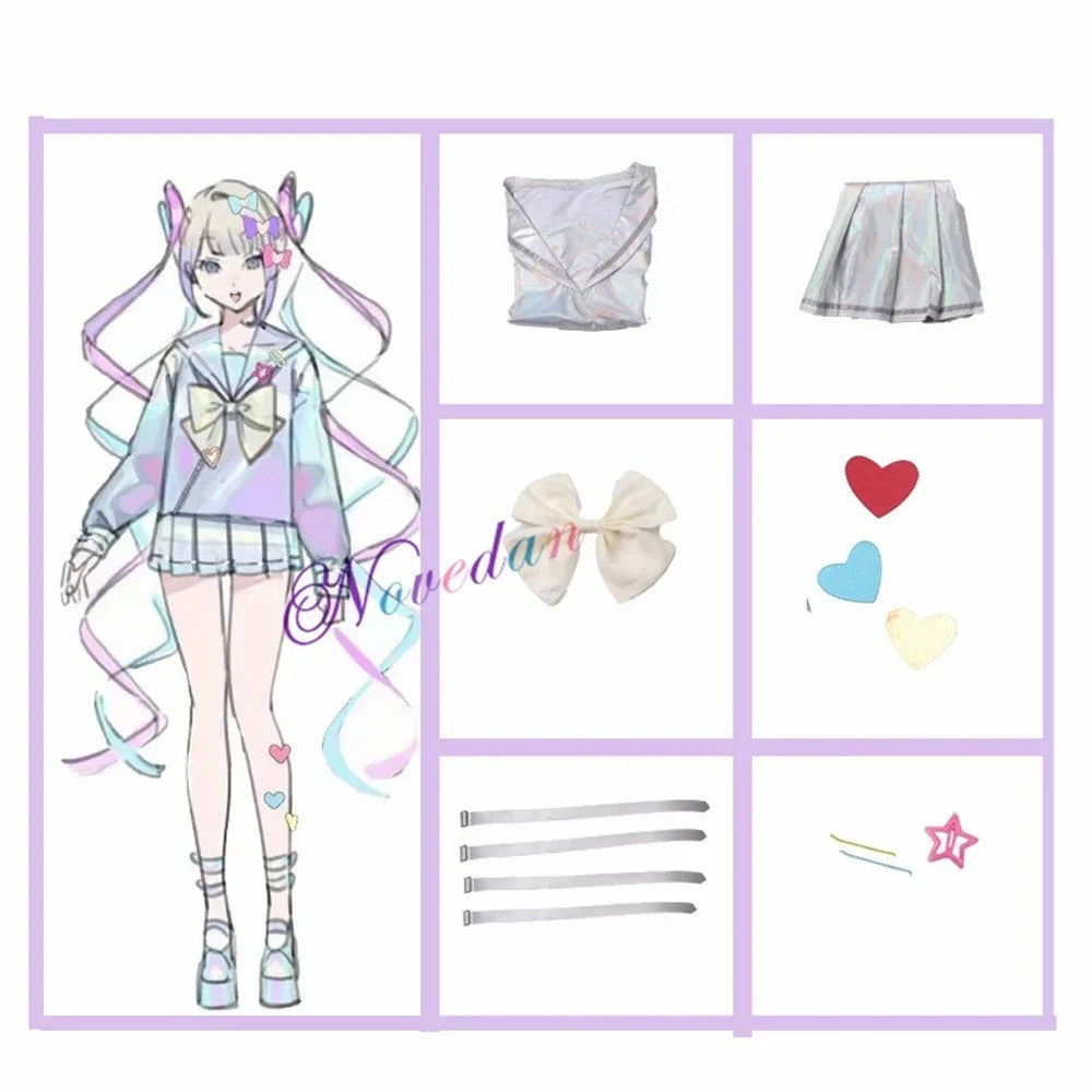 NEEDY STREAMER OVERLOAD KAngel Cosplay Costume Full Set Wig Halloween Outfit