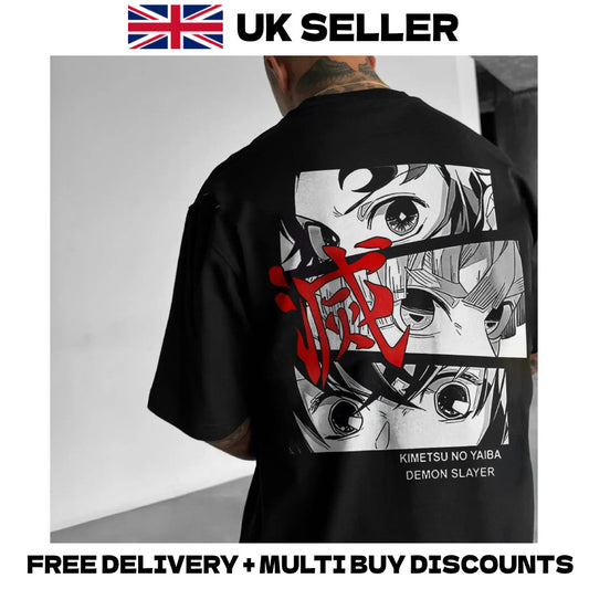 Demon Slayer Oversized Graphic T Shirt Tanjiro Zenitsu Inosuke Anime Streetwear