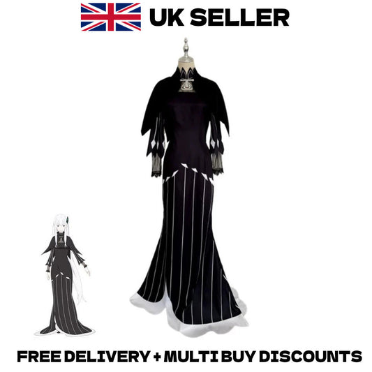 Re:Zero Echidna Witch of Greed Cosplay Costume Full Set Black Dress Halloween