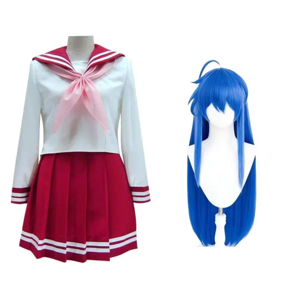 Lucky Star Konata Izumi Cosplay Costume Wig Full Set School Uniform Halloween