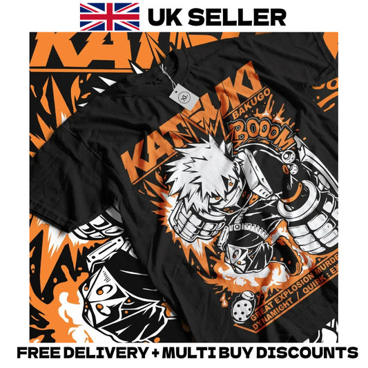 My Hero Academia Bakugo Katsuki Dynamight Graphic T-Shirt Anime Top Merch Tee