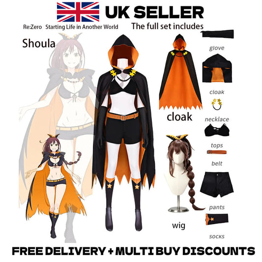 Re Zero Shaula Cosplay Costume Pleiades Watchtower Arc 6 Full Set Wig Outfit