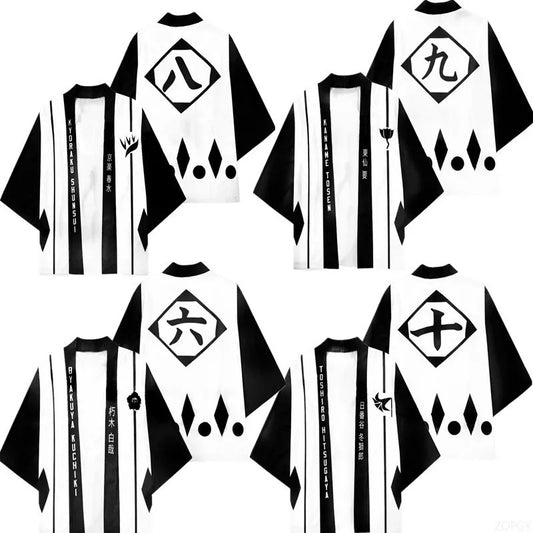 Bleach Gotei 13 Captain Haori Kimono Top Byakuya Toshiro Shunsui Anime Cosplay