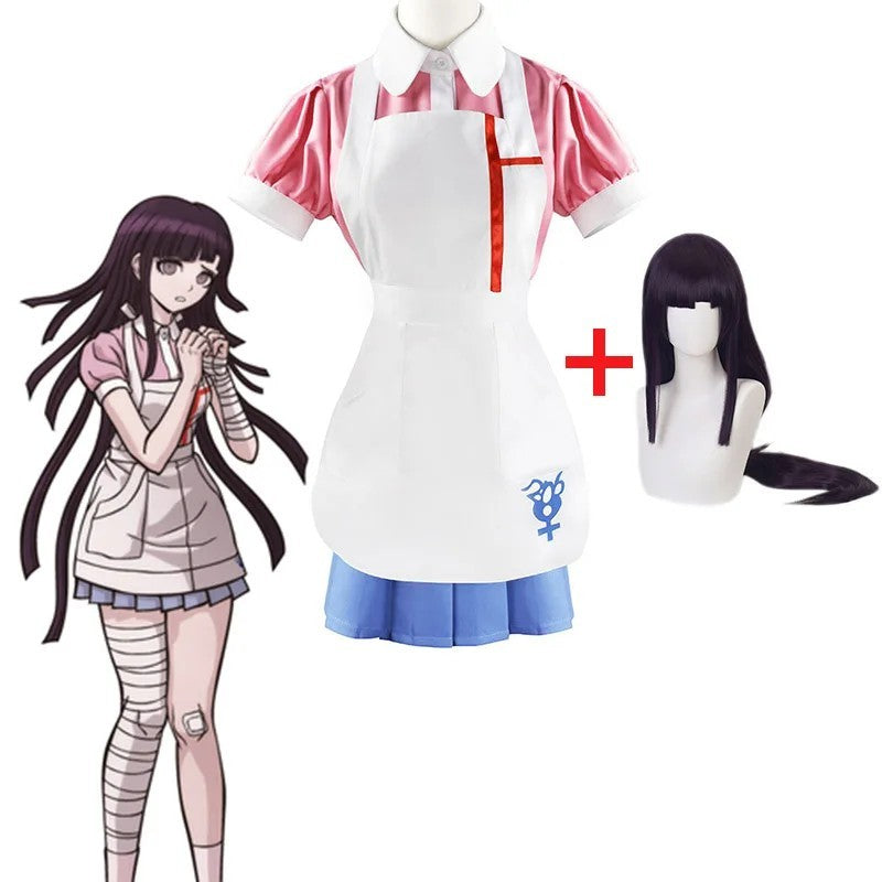Danganronpa 2 Mikan Tsumiki Cosplay Costume Full Set Wig Halloween Outfit