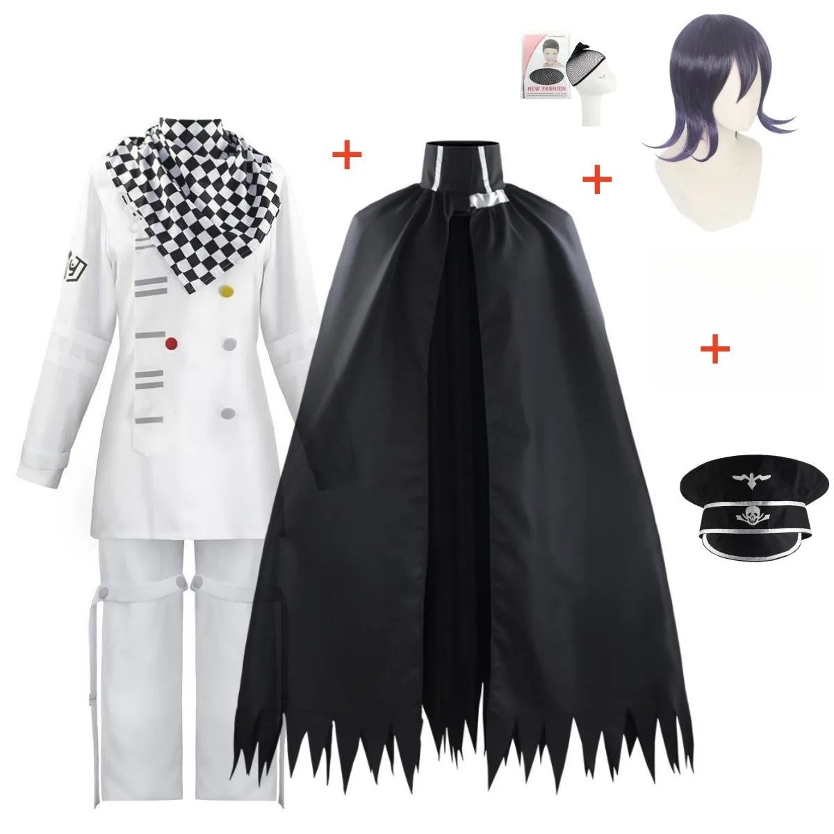 Danganronpa V3 Kokichi Oma Cosplay Costume Suit Cloak Scarf Wig Hat Full Set