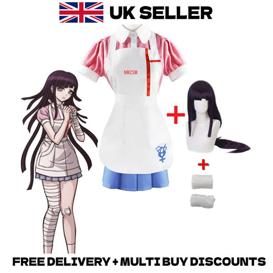 Danganronpa 2 Mikan Tsumiki Cosplay Costume Full Set Wig Halloween Outfit