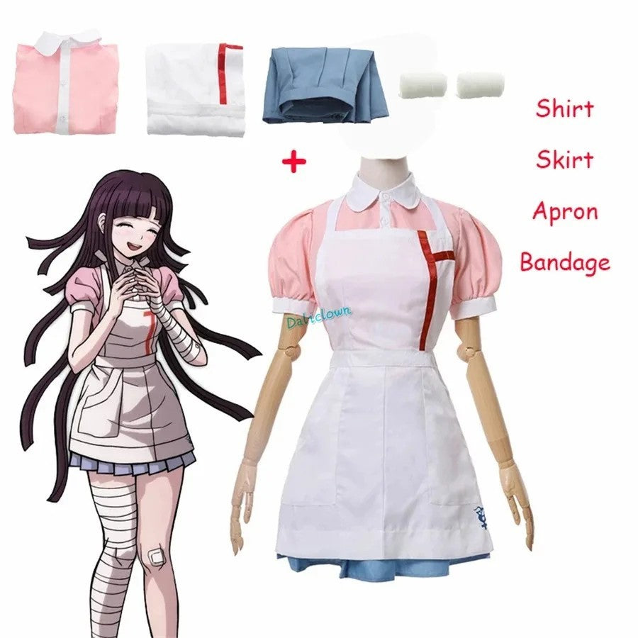 Danganronpa 2 Mikan Tsumiki Cosplay Anime Costume Full Set Wig Halloween Maid