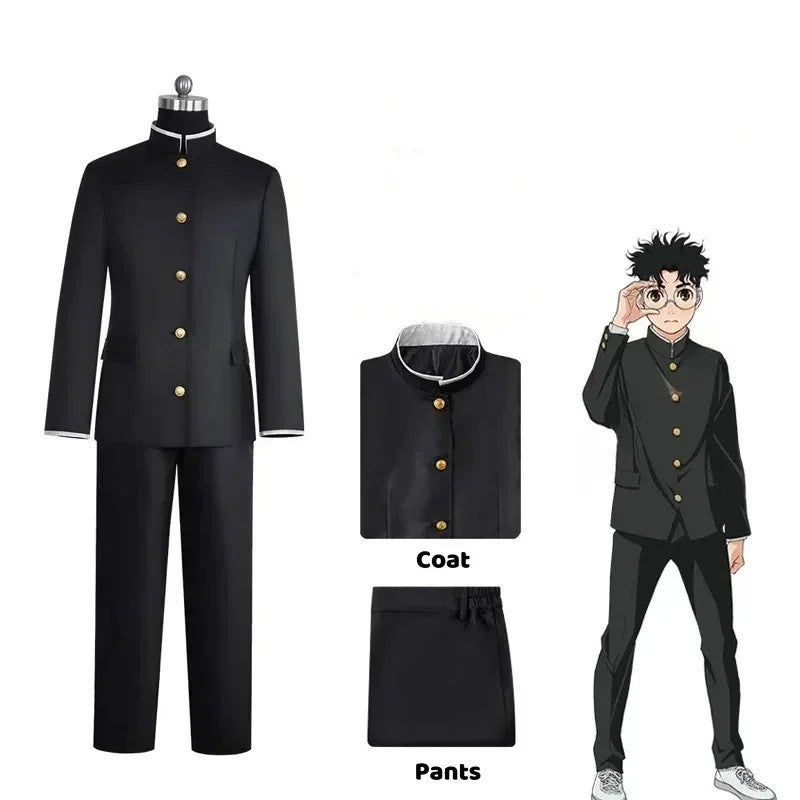 Dandadan Okarun Ken Takakura Cosplay Costume Full Set Uniform Wig Glasses Outfit