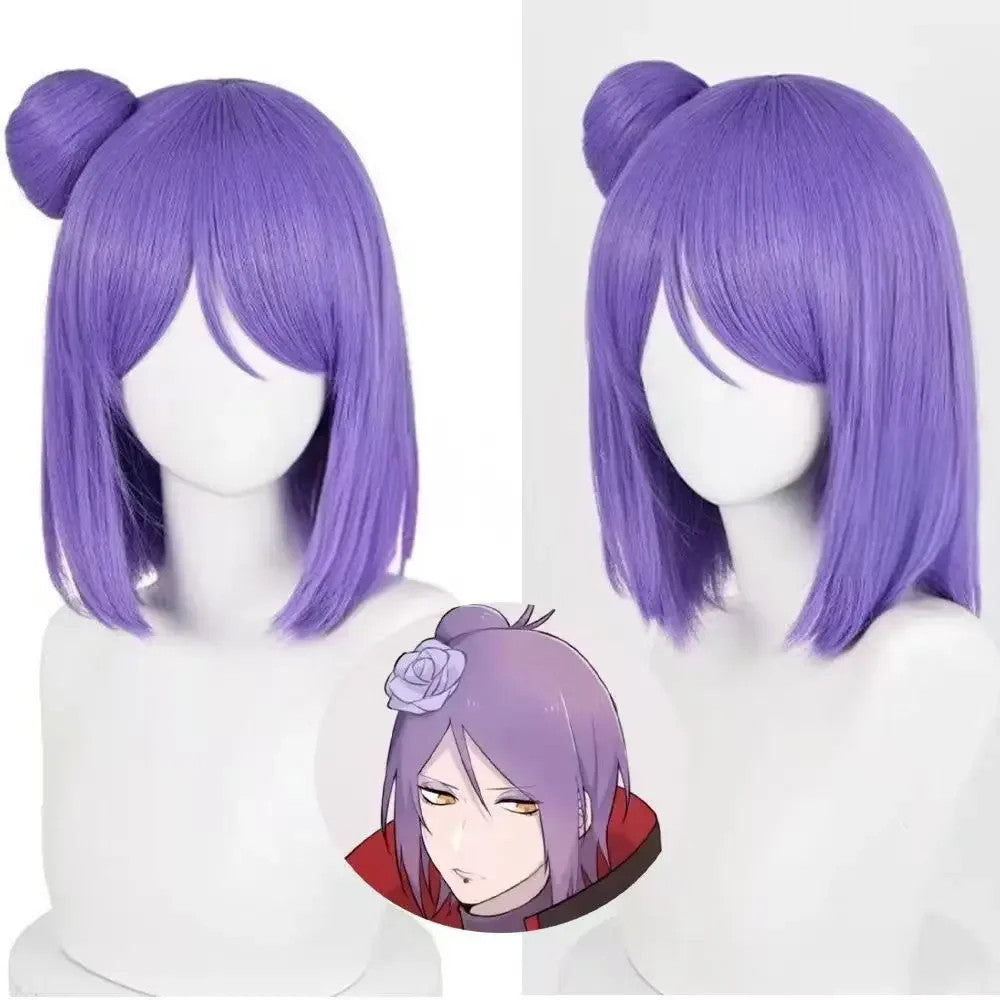 Naruto Shippuden Konan Cosplay Wig Akatsuki Kunoichi Merch Anime Halloween Hair