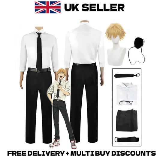 Denji Cosplay Costume Full Set With Wig Eye Patch Devil Hunter Uniform Outfit