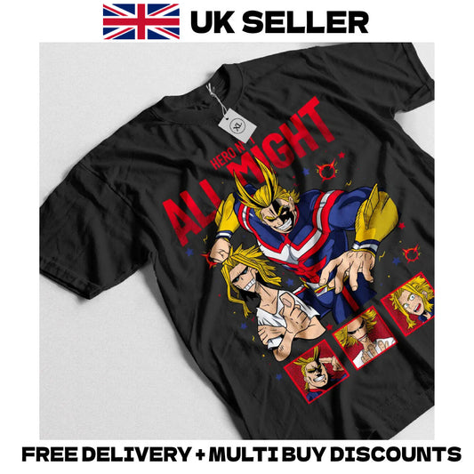 My Hero Academia All Might Toshinori Yagi Graphic T-Shirt Anime Top Merch Tee