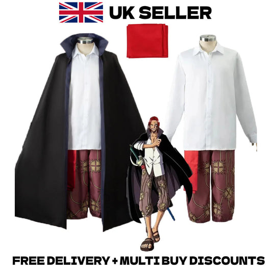 Shanks Redhead Cosplay Anime Costume Full Set Halloween Outfit Pirate Cloak