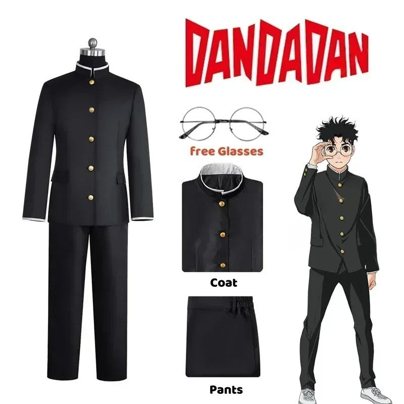 Dandadan Okarun Ken Takakura Cosplay Costume Full Set Uniform Wig Glasses Outfit