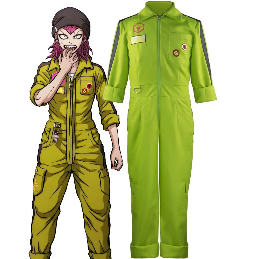 Danganronpa 2 Kazuichi Souda Cosplay Costume Jumpsuit Wig Boiler Suit Outfit Set
