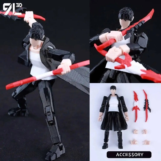 Solo Leveling Sung Jin Woo 14cm Action Figure 9L3D Movable Anime Statue Toy
