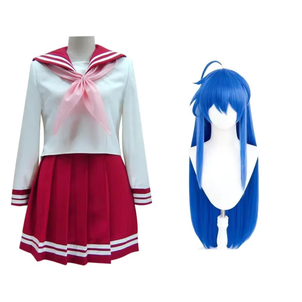 Lucky Star Konata Izumi Cosplay Costume Wig Full Set School Uniform Halloween