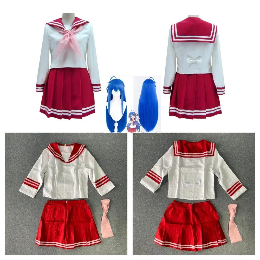 Lucky Star Konata Izumi Cosplay Costume Wig Full Set School Uniform Halloween