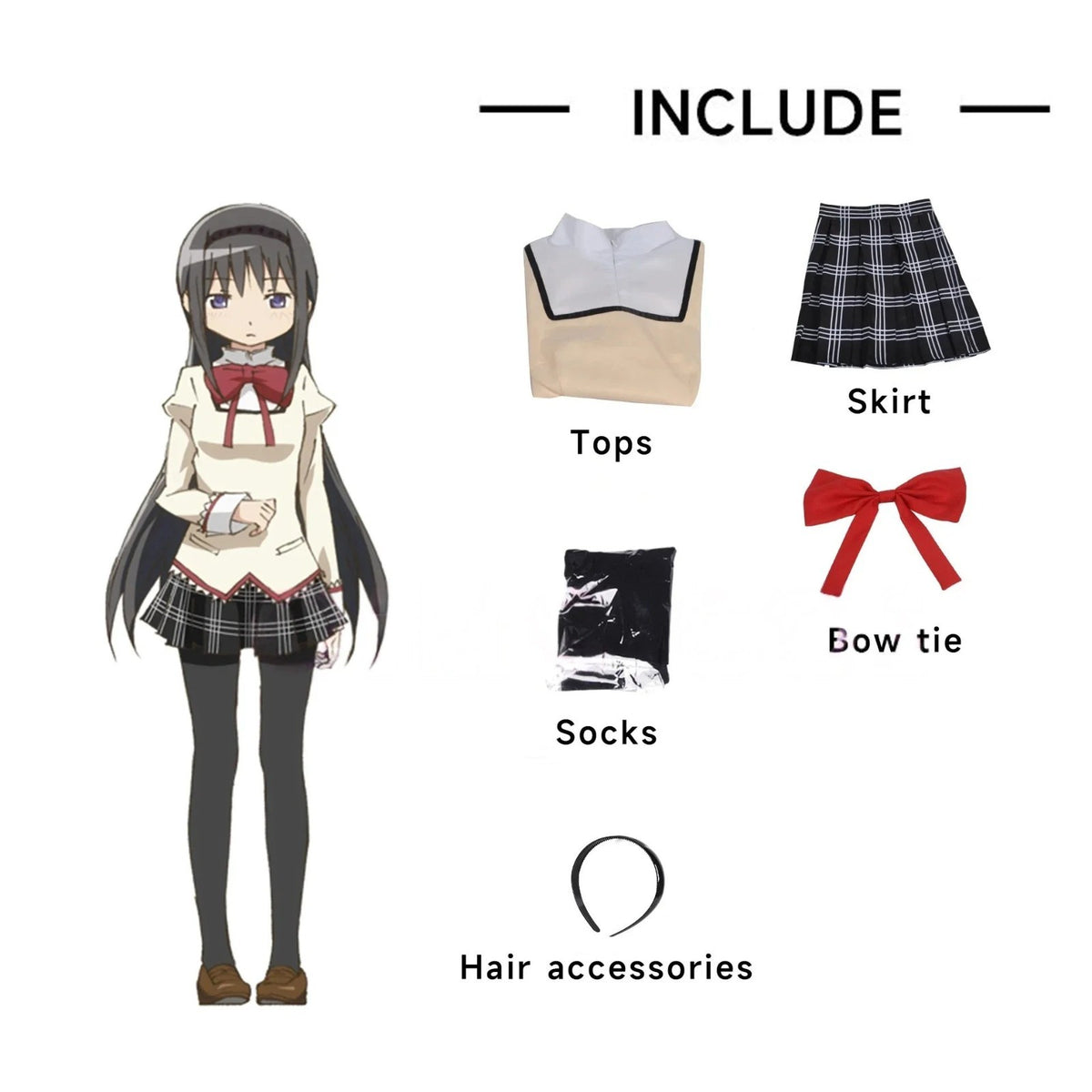 Puella Magi Madoka Magica Cosplay Uniform Anime Madoka Homura Full Set Halloween