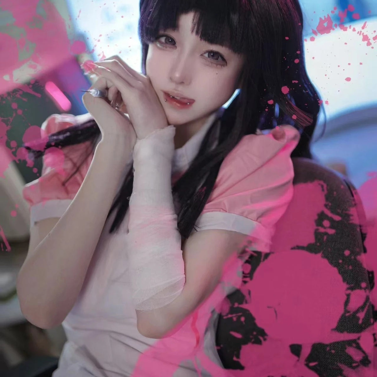Danganronpa 2 Mikan Tsumiki Cosplay Anime Costume Full Set Wig Halloween Maid