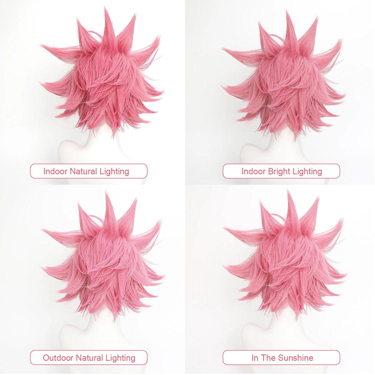Fairy Tail Natsu Dragneel Cosplay Wig Spiky Pink Anime E.N.D Halloween Hair