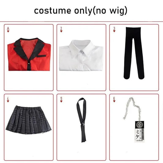 Kakegurui Yumeko Jabami Cosplay Costume School Uniform Full Set Wig Halloween