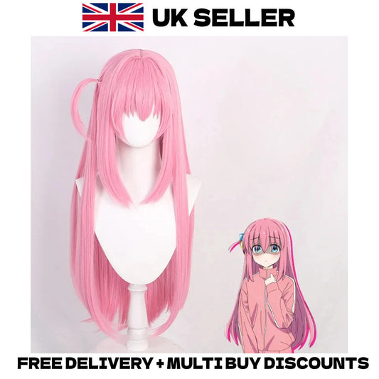 Bocchi the Rock! Hitori Gotou Cosplay Wig Pink Hair Anime Merch Halloween 34in