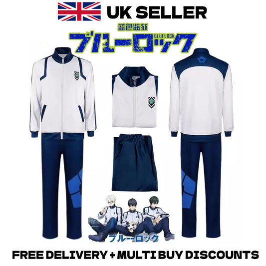 Blue Lock Isagi Yoichi Cosplay Full Zip Tracksuit Sportswear Training Uniform