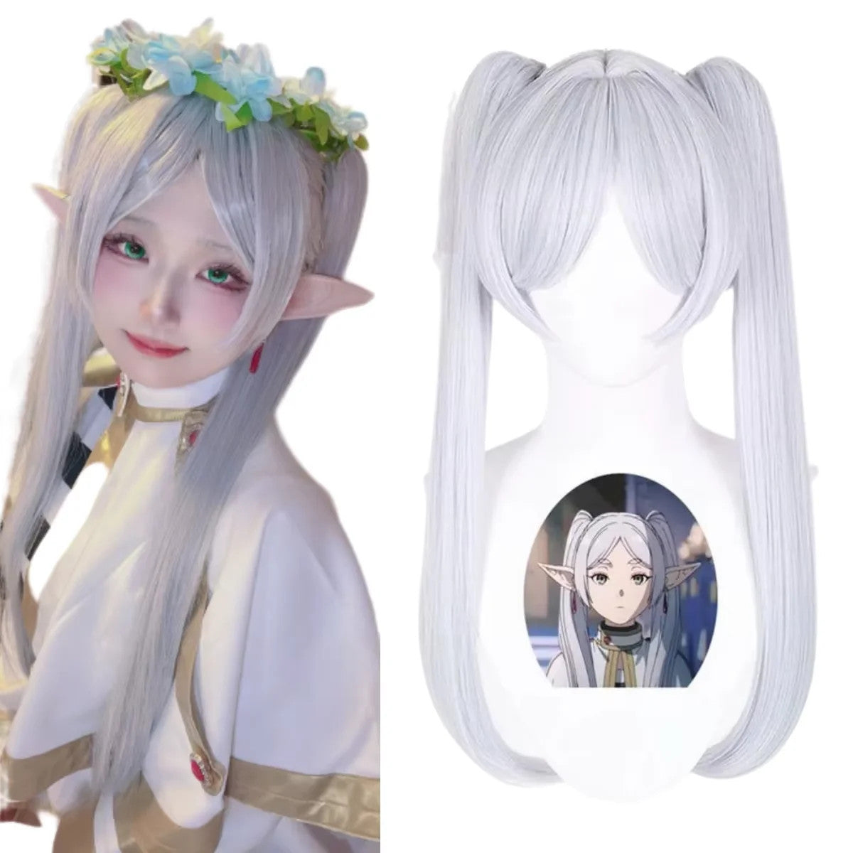 Frieren Beyond Journeys End Cosplay Wig White Elf Anime Hair Halloween Merch