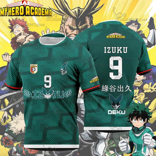 My Hero Academia Football Jersey T-Shirt Deku Bakugo Todoroki Soccer Top Merch