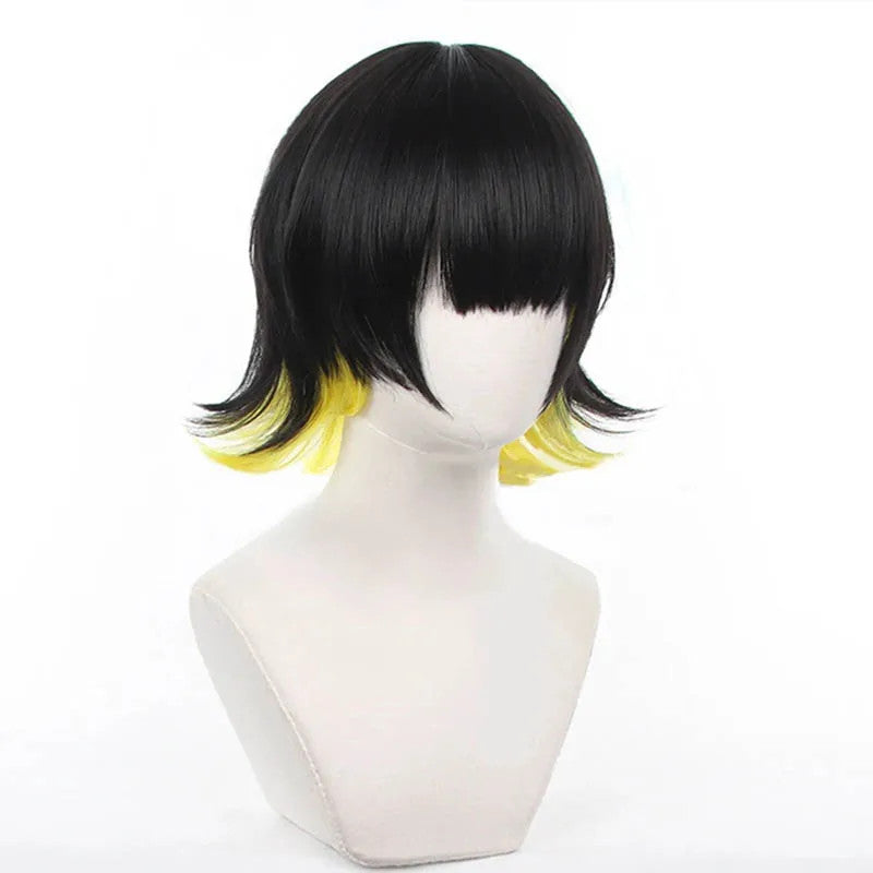 Blue Lock Bachira Meguru Cosplay Wig Black Yellow Anime Hair Soccer Merch