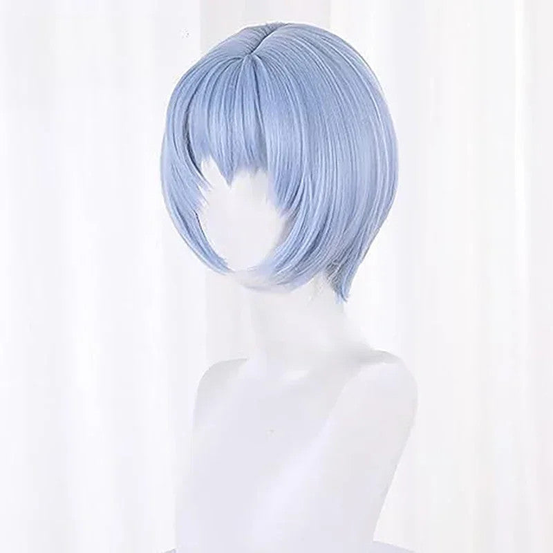 Neon Genesis Evangelion Rei Ayanami Cosplay Wig Blue Hair Clips Halloween Merch