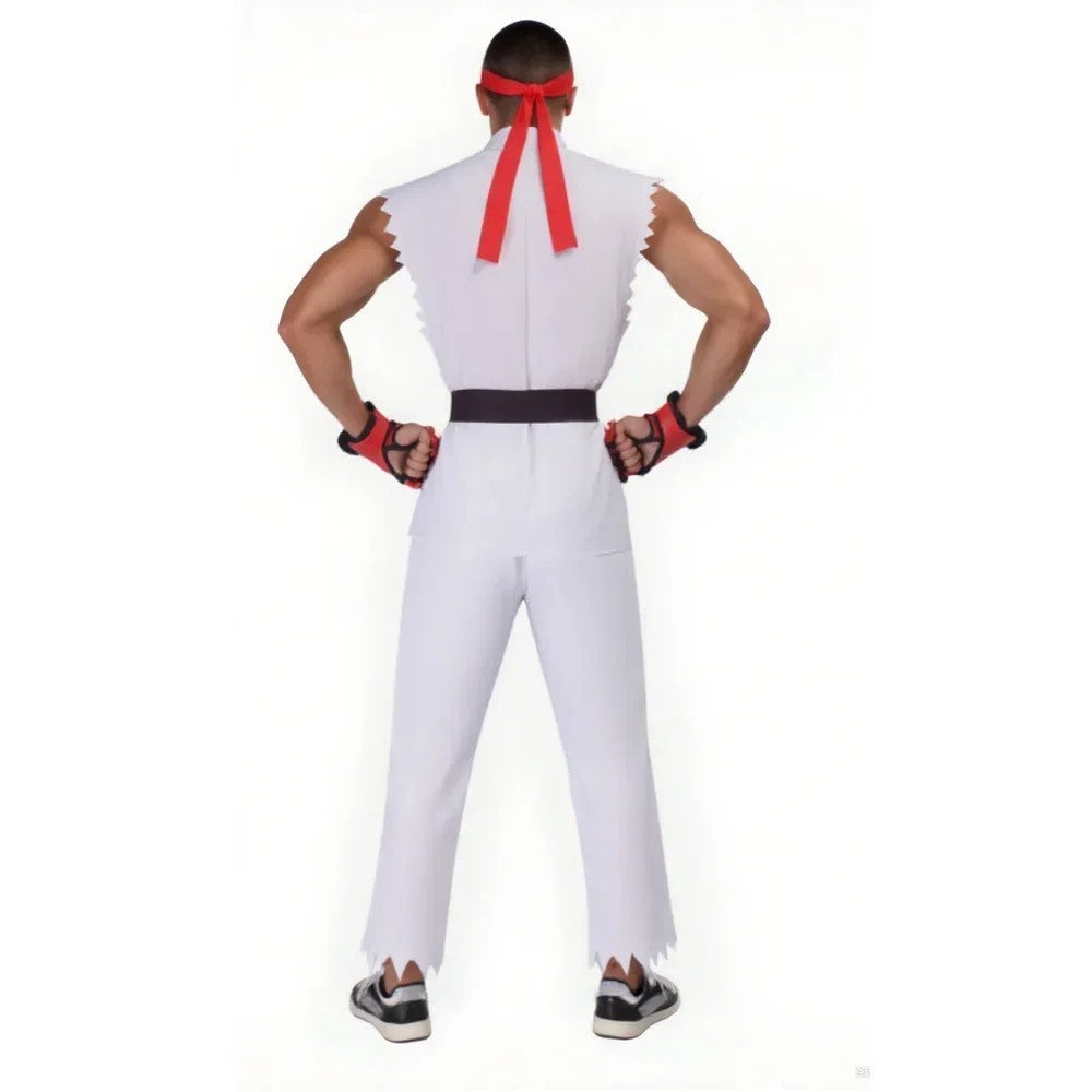 Street Fighter Ryu Ken Masters Cosplay Costume Full Set Karate Gi Halloween Fit