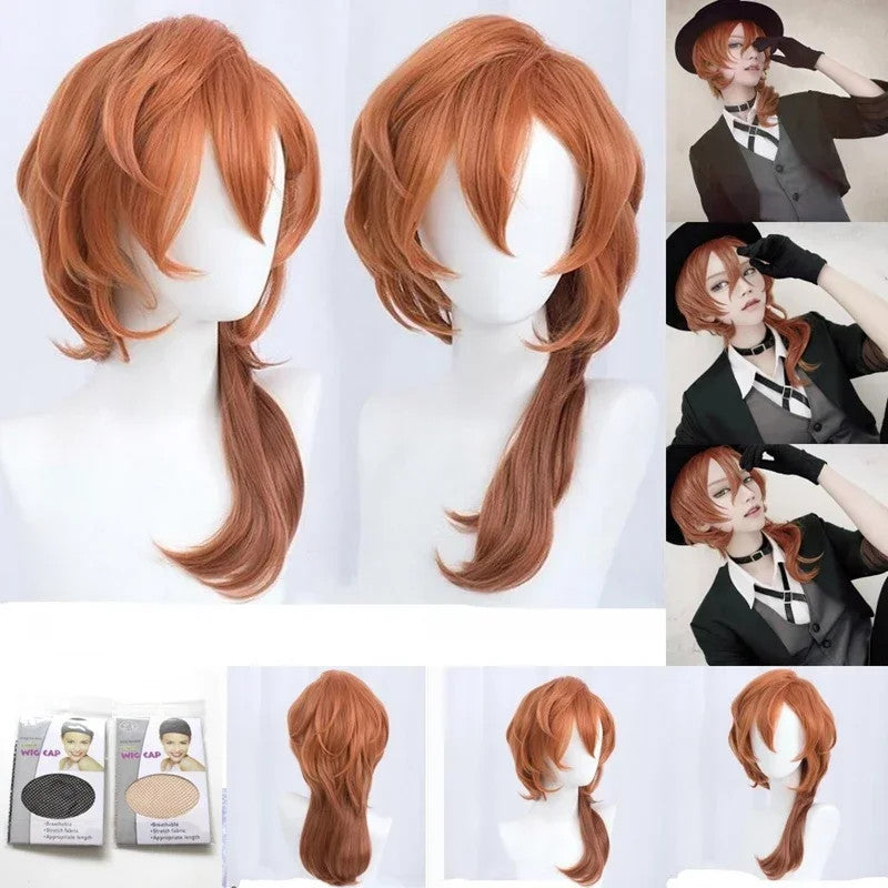 Bungo Stray Dogs Chuuya Nakahara Cosplay Wig Heat Resistant Anime Hair Halloween