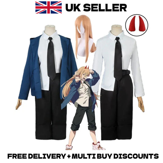 Power Cosplay Costume Anime Blood Devil Girl Uniform Jacket Shirt Horns Outfit
