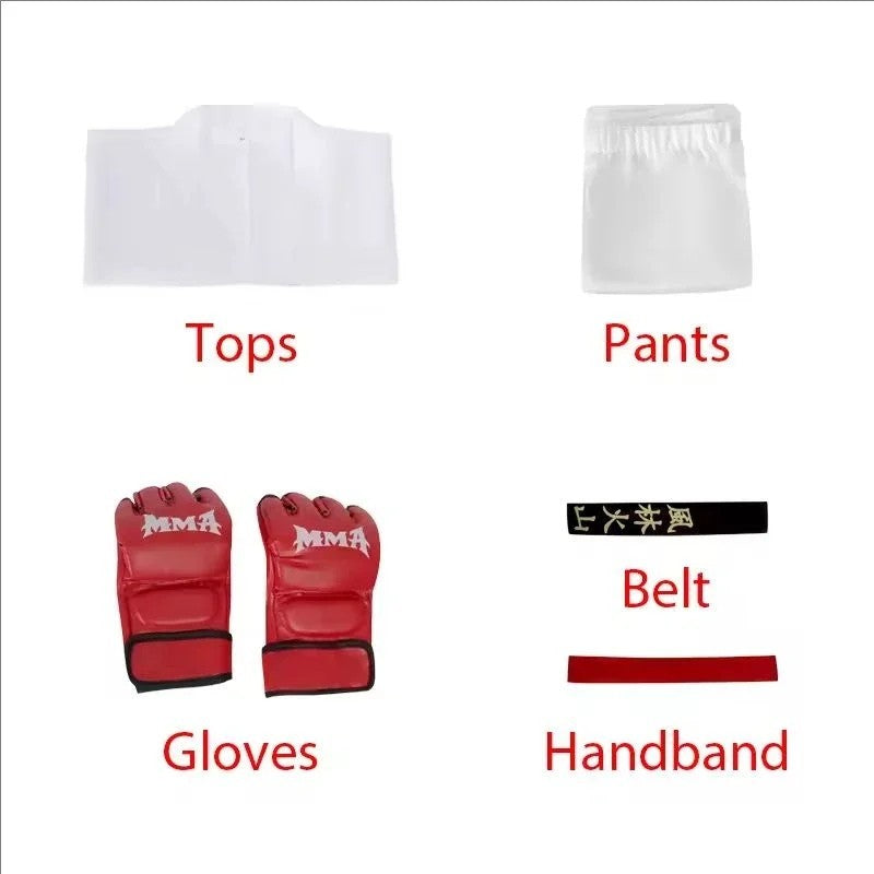 Street Fighter Ryu Ken Masters Cosplay Costume Full Set Karate Gi Halloween Fit