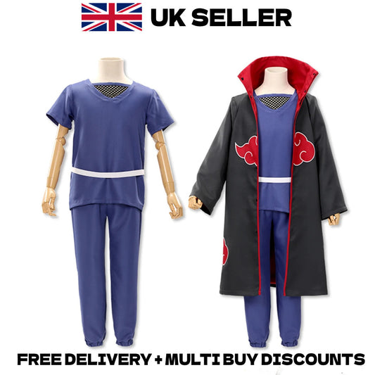 Naruto Shippuden Itachi Uchiha Cosplay Costume Full Set Akatsuki Cloak Halloween