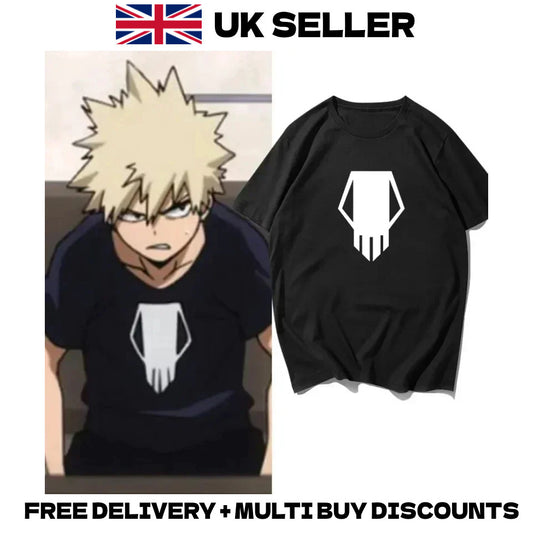 My Hero Academia Bakugo Katsuki T-Shirt Anime Design Black White Loose Tee Merch