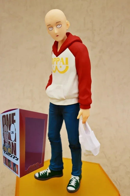 One Punch Man 18cm Saitama Action Figure Grocery Civilian Outfit Funny Model
