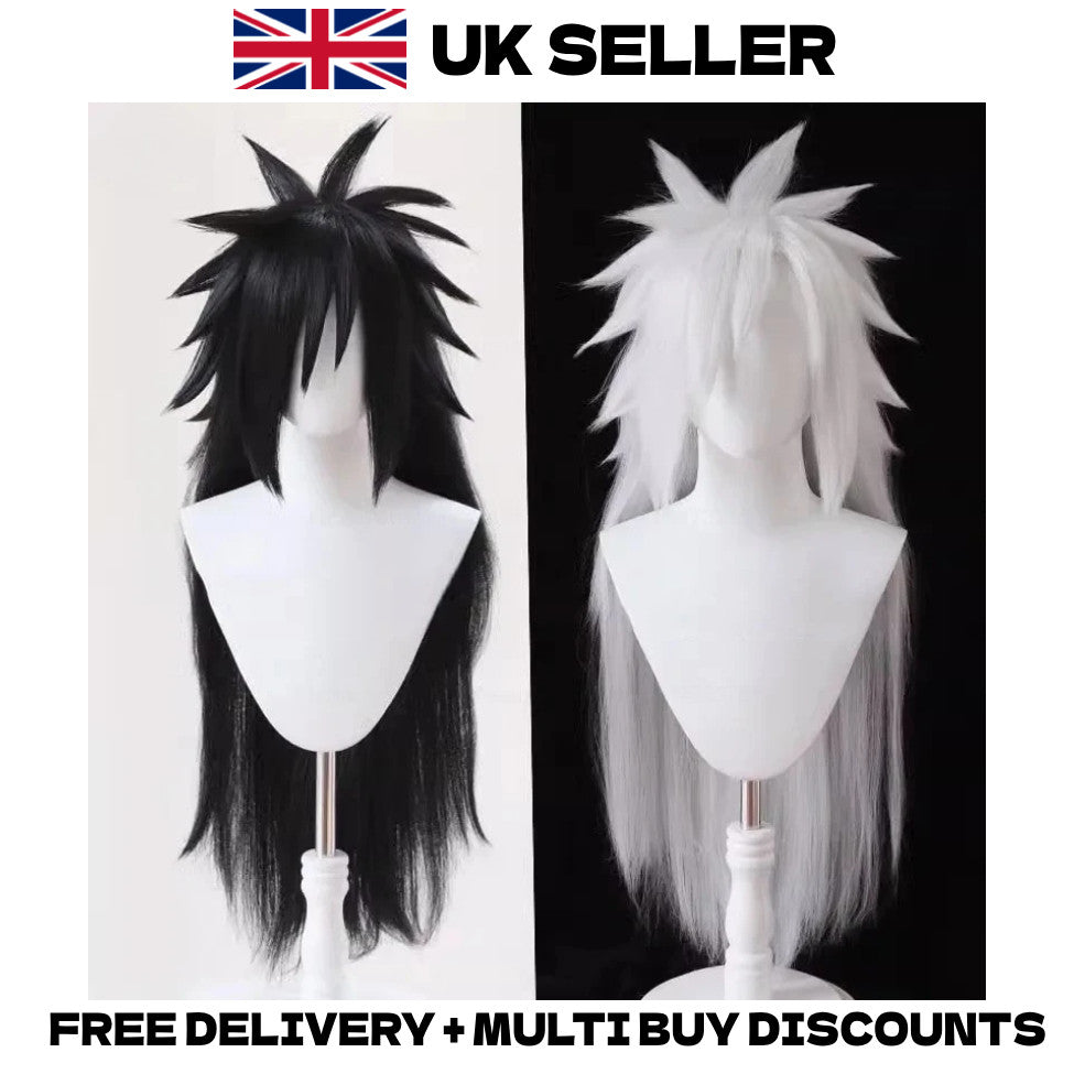 Naruto Shippuden Madara Uchiha Cosplay Wig Black White Anime Halloween Hair
