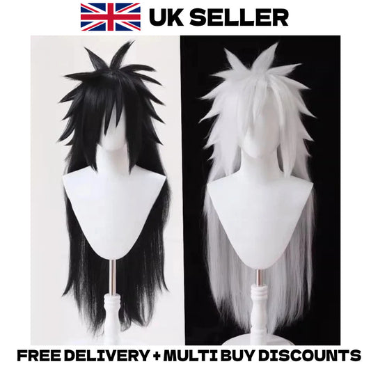 Naruto Shippuden Madara Uchiha Cosplay Wig Black White Anime Halloween Hair