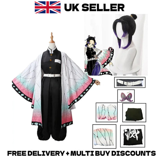 Demon Slayer Shinobu Kocho Cosplay Costume Insect Hashira Butterfly Kimono Set