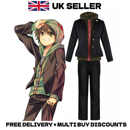 Danganronpa Makoto Naegi Cosplay Costume Jacket Hoodie Trousers Wig Full Set