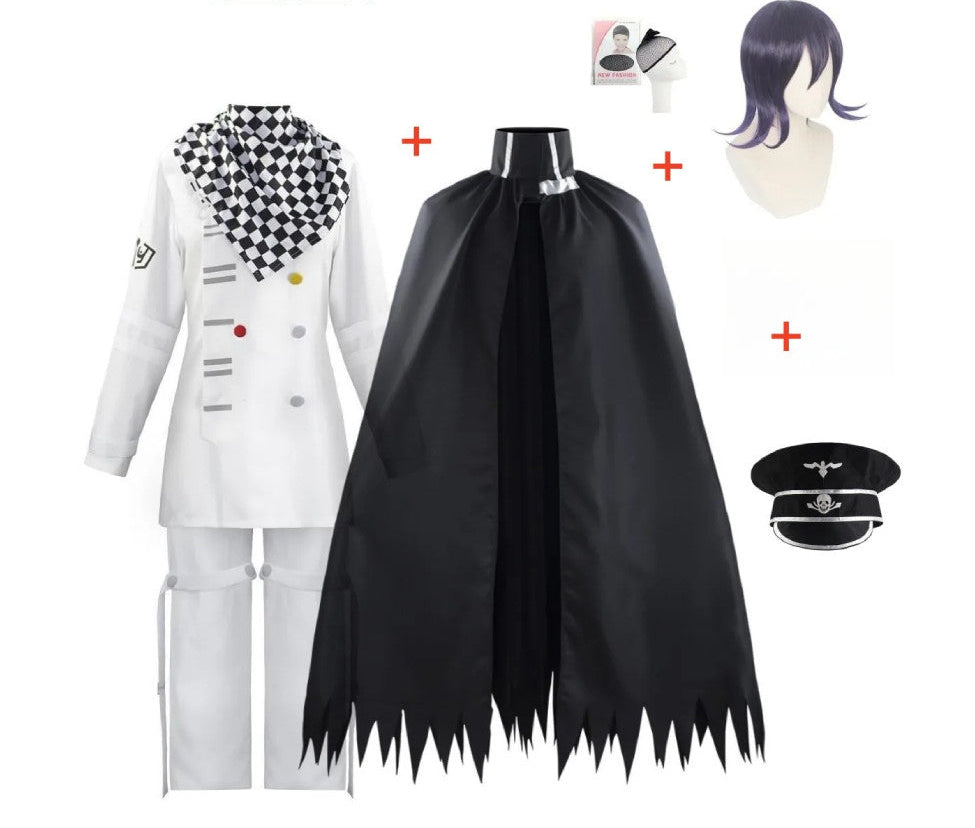 Danganronpa V3 Kokichi Oma Cosplay Costume Suit Cloak Scarf Wig Hat Full Set