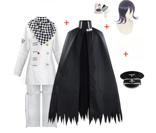 Danganronpa V3 Kokichi Oma Cosplay Costume Suit Cloak Scarf Wig Hat Full Set