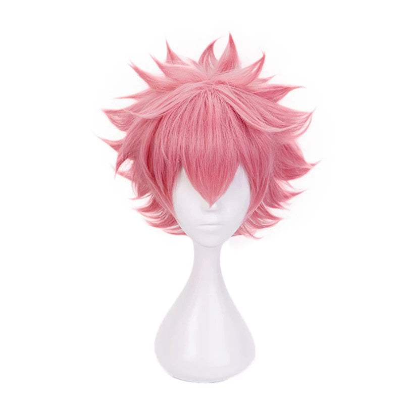 My Hero Academia Mina Ashido Cosplay Wig Horns Pink Anime Hair Halloween