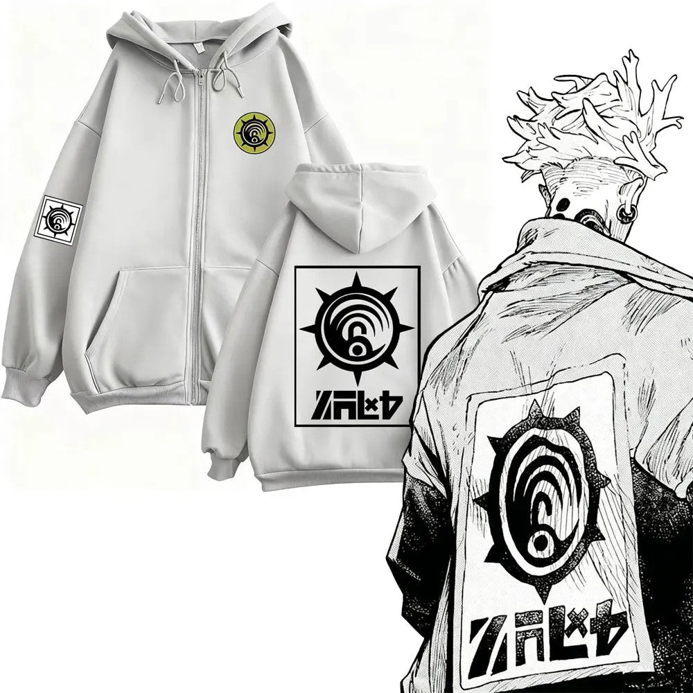 Gachiakuta Enjin Cleaners Harajuku Zip Up Hoodie Anime Streetwear Merch Jacket