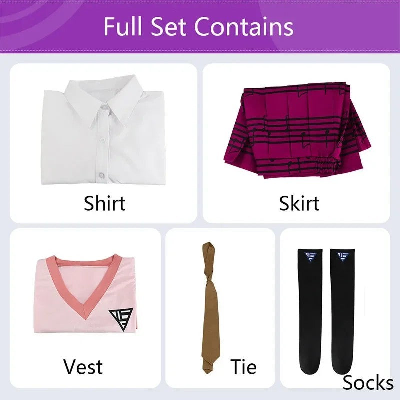 Danganronpa V3 Kaede Akamatsu Cosplay Costume Full Set Halloween Outfit Anime