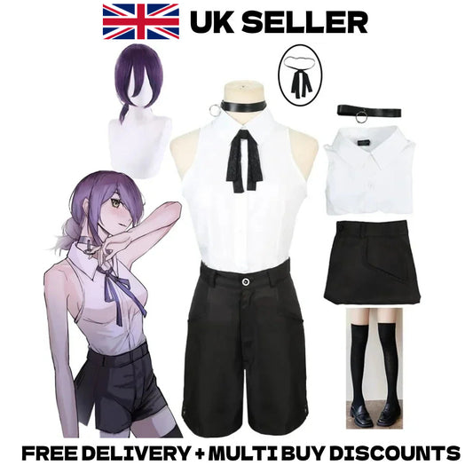 Reze Cosplay Costume Full Set Wig Choker Shorts Anime Devil Bomb Girl Outfit